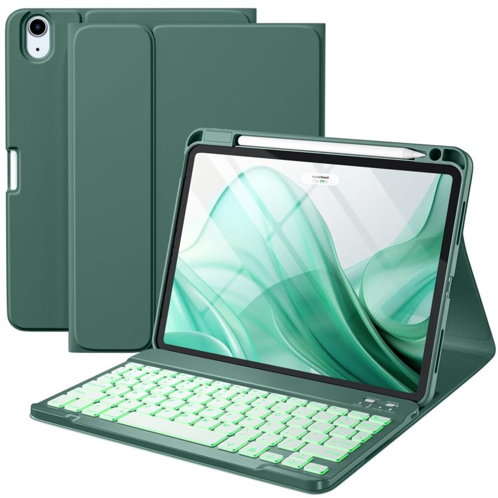 Green Folio Case & Detachable Keyboard for iPad Air 11" 10.9 Air 5th 4th Gen